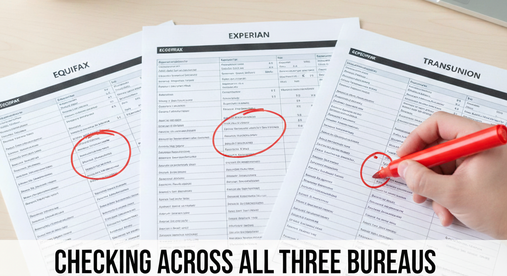 Image illustrating two credit reports side-by-side with an identical collection account highlighted